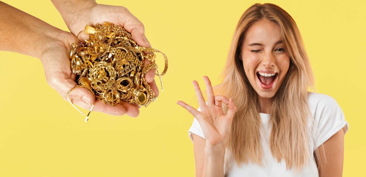 Gold Buyers Website Banner Girl Holding Gold